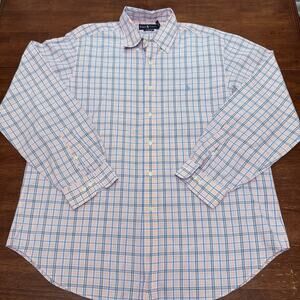 Vtg Polo Ralph Lauren Classic Fit Long Sleeve Button Up Pink Plaid Men's XL